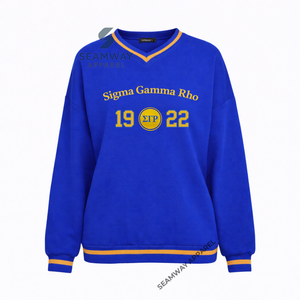 Sweat-shirt décontracté en coton pour femme Sigma Gamma Rho Sorority, pull à col rond, style universitaire, surdimensionné, brodé, élégant - Product Image 1