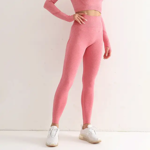 Service OEM d'évacuation de l'humidité Leggings de yoga à taille haute élastique pour femmes Pantalon de gym Vêtements de fitness Legging sans couture Pantalon serré pour femmes - Product Image 5