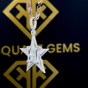 Colgante de moissanita personalizado, colgante de letra H personalizado VVS moissanita, colgante de plata Hip Hop VVS moissanita - Product Image 3