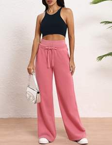 Custom Wholesale Ladies Double Waist Sweat <b>Pants</b> <b>Women's</b> Baggy Sweatpants High Waist Flat Loose <b>Jogging</b> for <b>Women</b> - Product Image 2