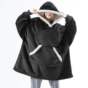 2023 New Custom Women <b>Men</b> <b>Hoody</b> Flannel <b>Sherpa</b> Oversized Wearable Hooded Blanket With Sleeves - Product Image 6