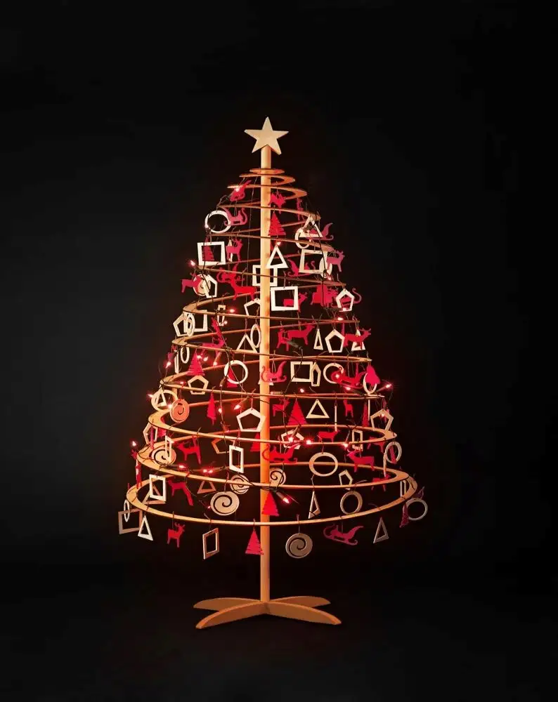 Árbol de Navidad de madera, decoración de Navidad hecha a mano, Decoración de mesa, decoraciones de madera reciclada