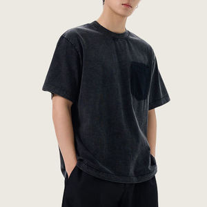 Ropa de calle personalizada de alta calidad para hombre, camiseta de lavado ácido de algodón 100% pesado, tela de lona con patrón de correr 3D bordado - Product Image 1