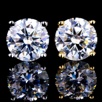 Boucles d'oreilles classiques de haute qualité en moissanite VVS, certifiées, testées comme des diamants, pour femmes, en argent sterling 925 plaqué rhodium, taille brillant