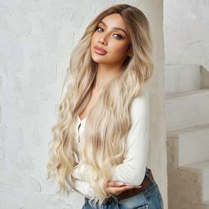 Peluca frontal de encaje DWY de 28 pulgadas, color marrón para ombre, con cabello virgen 100% humano, onda corporal, modelo de 32 pulgadas de longitud estirada para mujer - Product Image 5