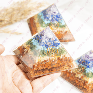 Pirámide de Orgón de 7 Chakras al por Mayor, Punta de Cristal Tallada, Piedra Preciosa de Feng Shui, Ecológica, para Sanación y Meditación, India, Hogar - Product Image 5