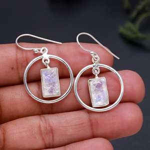 Factory Wholesale Price Dropshipping OEM ODM 925 Sterling Silver Rainbow Moonstone <b>Emerald</b> <b>Earring</b> Collection Women Fine Jewelry - Product Image 3