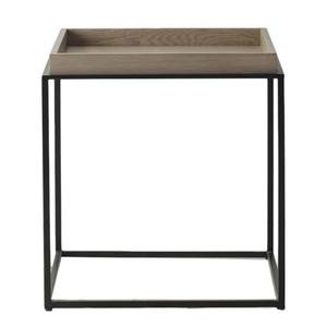 Mesa auxiliar cuadrada moderna de hierro con tapa de madera para muebles de sala de estar para el hogar - Product Image 5