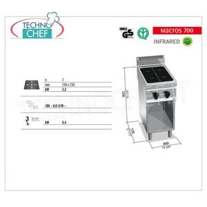 Cuisinière électrique avec 2 zones infrarouges encastrables, 6,4 kW - Product Image 2