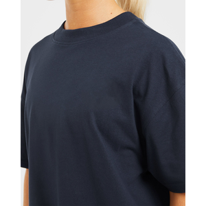 Precio de fábrica, camiseta azul marino de gran tamaño para mujer, camiseta de manga corta, suave, ligera, transpirable y relajada, camiseta de entrenamiento para gimnasio - Product Image 4