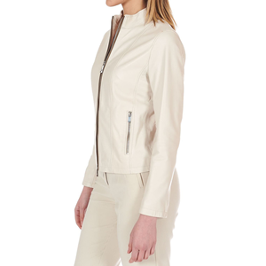 Chaqueta de piel de oveja de moda de lujo para mujer Inspiración de moto clásica de gama alta con cuello levantado y ajuste Delgado perfecto - Product Image 3