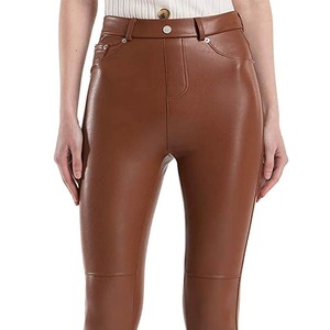 Nuevos pantalones de PU para mujer Otoño Invierno Ropa de moda Pantalones rectos de cuero Cremallera de cintura alta para mujer - Product Image 1