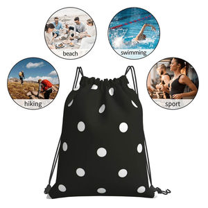 Sac à dos à cordon de serrage léger et personnalisé en gros, style hip-hop, doublure en lin imperméable, poche zippée - Product Image 6