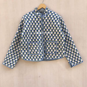 Veste bohème artisanale à fleurs, en coton, style floral, pour l'automne et l'hiver, réversible, cadeau pour elle. - Product Image 1