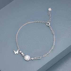 Pulsera de Plata 92.5 con Diseño de Mariposa y Llave, Baño de Rodio y Oro, con Diamantes y Circonitas como Piedras Principales, Estilo Religioso, Ideal para Regalos y Fiestas - Product Image 5