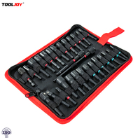 TOOLJOY Impact Ready Anti-Wobble Magnetic Nut Setter Set Sandblasted Cr-V Steel 1/4 Hex Quick Change Socket Wrench Driver Bit
