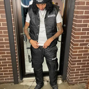 Conjunto de pantalones y chaqueta acolchados bordados personalizados para hombre, chándal, chándal para hombre, conjuntos de chaleco y pantalones acolchados de 2 piezas - Product Image 1