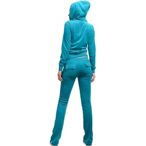 Conjunto Deportivo de Dos Piezas para Mujer, Talla Grande, Invierno, Estampado Sólido, Sudadera con Capucha, Pantalones Deportivos, Transpirable - Product Image 2