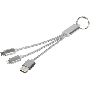 Customizable 3-in-1 Metal <b>Charging</b> <b>Cable</b> Promotional Keychains & Carabiners for Gadgets - Product Image 4