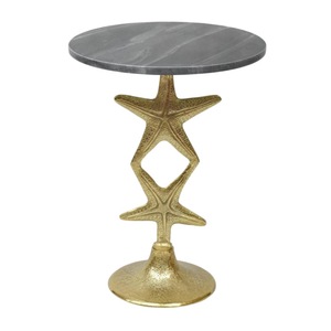 โต๊ะอลูมิเนียมทรงกลมพร้อมหินอ่อนด้านบนและด้านล่างโต๊ะข้างสำหรับเฟอร์นิเจอร์บ้าน - Product Image 6