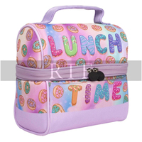 Fourre-tout isolé thermiquement en PEVA avec logo personnalisé, sac de boîte à lunch glacière, fermeture à glissière pour écoliers, enfants, par Raw to Fine