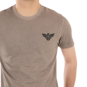 Camiseta de Manga Corta con Cuello Redondo Beige para Hombre con Logotipo, Diseño Casual Elegante, Tejido Transpirable de Secado Rápido de Poliéster/Algodón, Corte Regular - Product Image 5