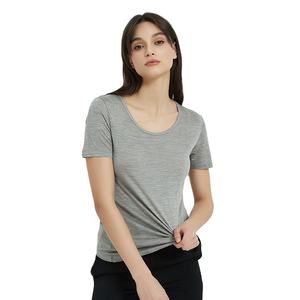Wholesale Custom Size T Shirt Printing logo Women t Shirt Medium Large Size <b>100</b>% <b>Silk</b> T Shirt for Women - Product Image 1