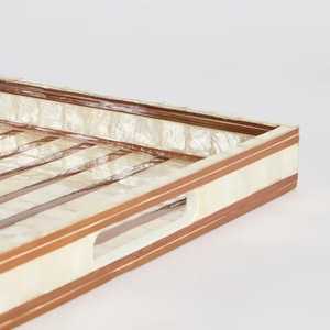 Bandeja de Servicio con Incrustaciones de Resina y Asa Dorada, Vajilla Moderna de Lujo para Decoración de Cocina y Comedor, 10x12 Pulgadas - Product Image 4