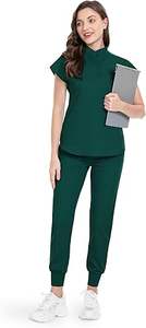 Ensemble de gommages personnalisés pour femmes multi-poches survêtement costume pantalon tissé infirmière uniforme Stretch vêtements de travail-fabricant fournisseur en gros - Product Image 2