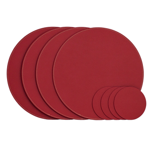 Top décoratif rond en cuir plaque tapis Table de bureau Table à manger décoratif cuisine fournitures Logo personnalisé - Product Image 1