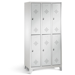 Armadio a due piani Cabo, 6 scomparti, L 900, P 500, H 1850 mm, con piedi, grigio - Product Image 1