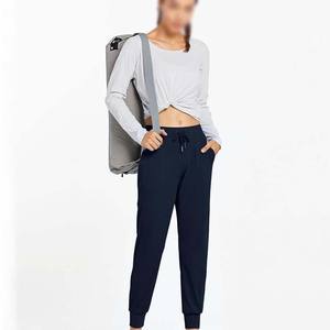 Bas quantité minimale de commande confortable respirant pantalon pour dames taille haute Streetwear femme pantalon pantalons de survêtement survêtement couleur bleu marine - Product Image 5