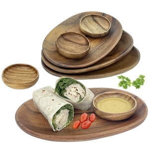Plateau rond en bois d'acacia prix de gros assiette de service décorative en bois faite à la main cuisine et restaurants - Product Image 1