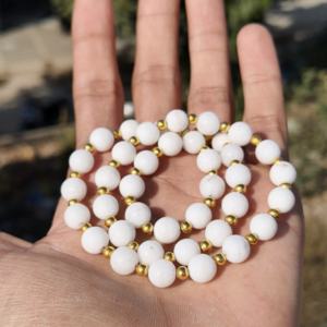 Collar de Cuentas de Ónix Blanco Natural de 8 mm, Joyería de Ónix Redonda y Lisa, Collar de Piedras Preciosas Minimalista para Boda, Regalo - Product Image 2