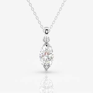 Pendentif solitaire en moissanite taille marquise, élégant collier en argent sterling avec un charme éblouissant - Product Image 4