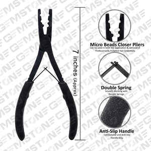 Profesional 7 \ "Multifunción 2 agujeros Herramienta de acero inoxidable Extensión de cabello negro Alicates de ajuste con función de abalorios de cierre - Product Image 5