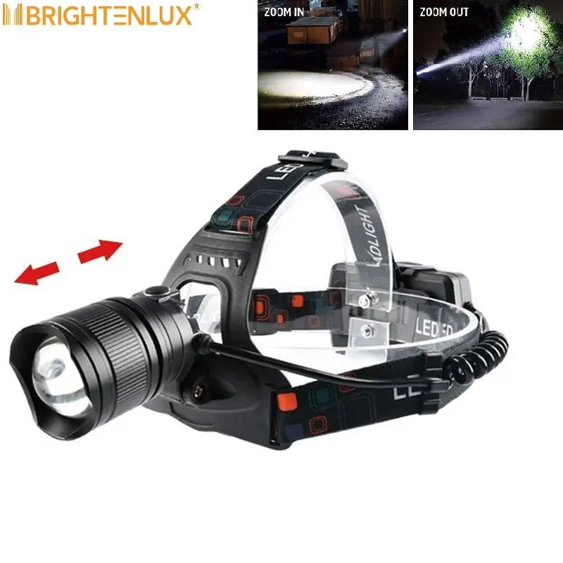 Light Led Headlamp Powerful 2000 Lumen Zoom Headlamp Flashlight Aluminum Waterproof Head Touch Zoom Rechargeable Led Headlamp With Power Bank