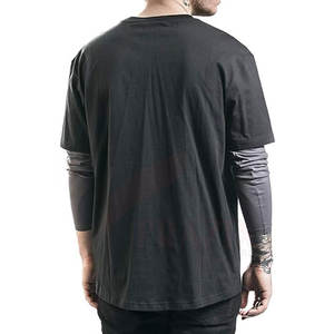 Logo personnalisé grande taille double couche manches chemise motif solide polyester/coton prix de gros - Product Image 4