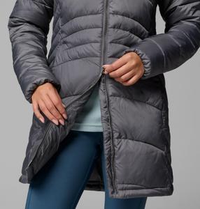 Chaqueta Acolchada Larga de Invierno para Mujer con Cierre Frontal, Cuello Alto y Logotipo Frontal, Nueva Llegada, Color Gris, Hecha en Pakistán - Product Image 4