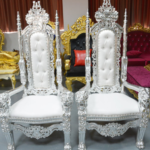 Sillas <span class=keywords><strong>de</strong></span> Trono Modernas Blancas Estilo Rey y Reina, Hechas a Mano para Alquiler en Bodas, Salas <span class=keywords><strong>de</strong></span> Estar, Villas, Eventos, Banquetes, Talleres y Sótanos - Product Image 3