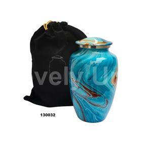 เถ้ากระดูกสำหรับผู้ใหญ่ผู้ใหญ่ขนาดใหญ่พร้อมถุงกำมะหยี่ลายหินอ่อนสีน้ำเงิน - Product Image 1