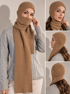 Women's Soft Knit Balaclava <b>Scarf</b> <b>and</b> <b>Hat</b> <b>Set</b> | Winter Warm Hooded <b>Scarf</b> Cap for Women - Product Image 3