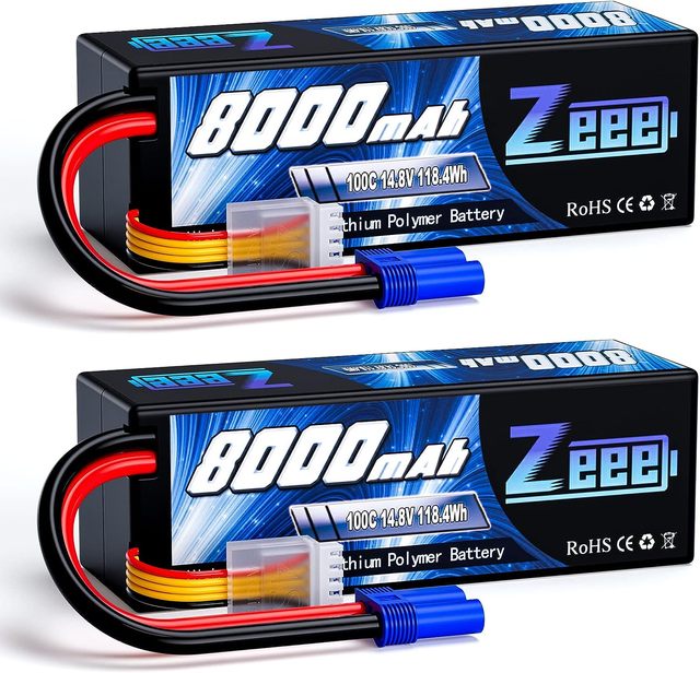 Zeee 4S Lipo Battery 8000mAh 14.8V 100C With EC5 Connector Hard Case RC Battery for Car Truck Tank RC Buggy Truggy Racing Hobby