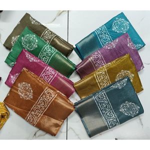 Vente en gros de saris en soie d'art imprimés élégants avec des bordures tissées traditionnelles Vêtements de fête et occasionnels ethniques de qualité supérieure - Product Image 4