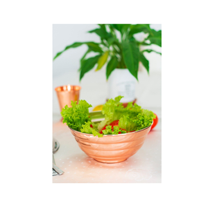 Ensaladera de cobre de diseñador antiguo Cobre de forma redonda plateado con martillo Cuenco para servir alimentos - Product Image 2