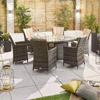 Ensemble de table et chaises de salle à manger d'extérieur en aluminium moderne avec plateau en verre et coussins en PU, design rustique pour hôtel, parc, jardin