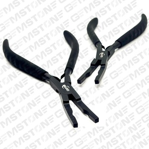 Pince professionnelle en acier inoxydable de 6,5 pouces à embout plat courbé pour extensions de cheveux, noire, à forte tenue et durable - Product Image 3