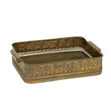 Bandejas de servicio de metal chapado en oro de latón de lujo diseño personalizado vajilla hecha a mano al por mayor restaurante comida desayuno bandeja de servicio - Product Image 6