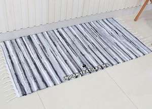 Fancy Multi Stripe Cotton Chindi Rag Rugs by ITHL Ensembles de tapis modernes pour l'intérieur et l'extérieur Techniques tissées économiques et de grande valeur - Product Image 3