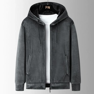 <b>Men's</b> Casual Hoodie for Outerwear Silver Fox <b>Velvet</b> Autumn Winter Warmened Lamb <b>Velvet</b> Open <b>Jacket</b> - Product Image 1